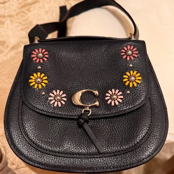 NWT Coach Remi Saddle Bag With Whipstitch Daisy Applique WITH card wallet - Picture 7 of 10